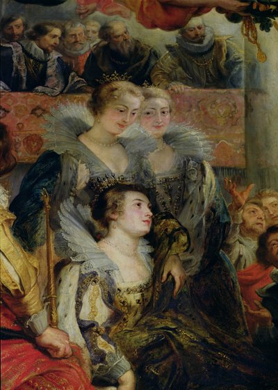 Medicicykeln: Marie de Medicis kröning (1573-1642) i St. Denis, 13 maj 1610, detalj av prinsessorna av Guemenee och Conti, 1621-25 av Peter Paul Rubens